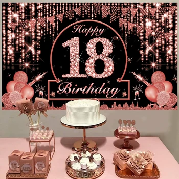 Rožės aukso gimtadienio fonas 18 30 50 metų gimtadienio šventės dekoras suaugusiems 18 30 50-ojo gimtadienio vakarėlio fono reikmenys