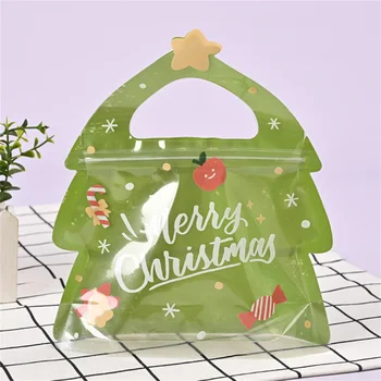 Saldainių krepšys Puikiai tinka saldumynams ir užkandžiams Patogus užtrauktuko uždarymas Šventinis Kalėdų senelio dizaino animacinis krepšys Kalėdinis dovanų maišelis