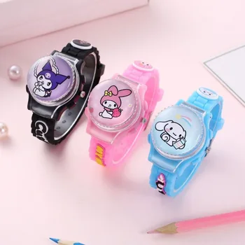 Sanrio Hello Kitty Kuromi My melody flip cartoon watch anime elektroninis laikrodis berniukai ir mergaitės mielas kūrybingas madingas kvarcinis laikrodis