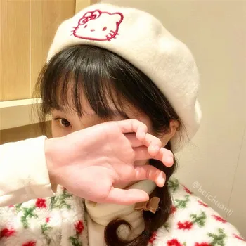 Sanrio Hello Kitty Melody Mielas animacinis filmas Mada Visų rungtynių triušio plaukų mišinys Merginos Studentai Žiemos šiltos skrybėlės merginos Kalėdų dovanos