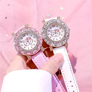 Sanrio Hello Kitty Watch Cinnamoroll Silicone Strap Quartz Casual Cartoon Kuromi Melody Rankinis laikrodis Girls Vaikų gimtadienio dovanos