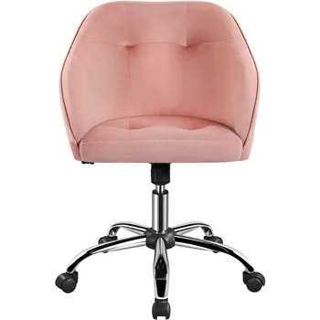 SmileMart Modern Velvet Reguliuojama pasukama biuro kėdė, Pink chaise de bureau ergonomique biuro kėdė