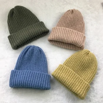 Solid Colors Versatile Winter Mohair Hat Women Knitted Hat Warm Soft Trendy Beanies Wool Beanie Elegant All-match Hat