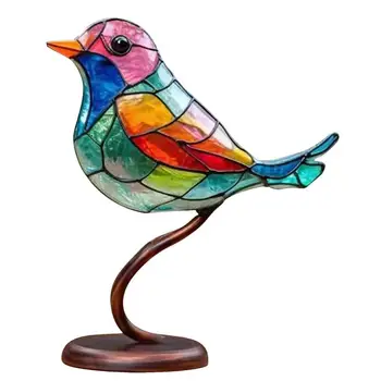 Spalvingas paukščių stalo ornamentas Modernaus stiliaus paukščių figūrėlė Mažas metalinis Paukščių darbastalio dekoracijos Spalvingos namų dekoracijos Paukščių statulos