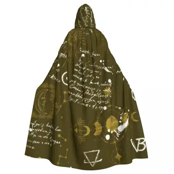 Suaugusiųjų Helovino ezoterinis rankraštis Apsiaustas Cape Hooded Viduramžių kostiumas Viso ilgio suknelė