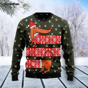 Taksas Juokingas bjaurus kalėdinis megztinis 3D spausdintas vyriškas megztinis Megztinis Atsitiktinis džemperis Pora marškiniai ilgomis rankovėmis Unisex Moteriškas viršutinis paltas