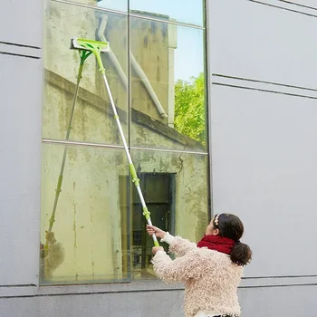 Teleskopinis stiklo valiklio šepetys Daugiaaukštis langų valymas langų valymui plauti Mikropluošto prailginamas langų šveitiklis