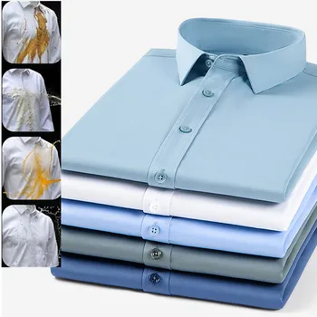 Three Prevention Aterproof Resistant Antifouling Waterproof Oil Proof Hydrophobic Material Short Sleeve Vyriški marškiniai ilgomis rankovėmis
