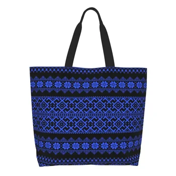 Ukrainos siuvinėjimo bakalėjos prekės Pirkinių krepšiai Ukraina Boho geometrinė drobė Pirkėjas Pečių krepšiai Didelės talpos rankinė