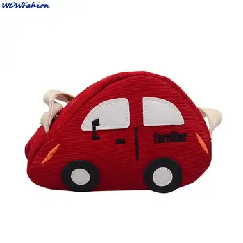 Vaikai Baby Boys Girls 3D automobilio krepšys per petį Rankinės Animacinis filmas Mini monetų piniginė Velvetas Mini Crossbody krepšio paketas