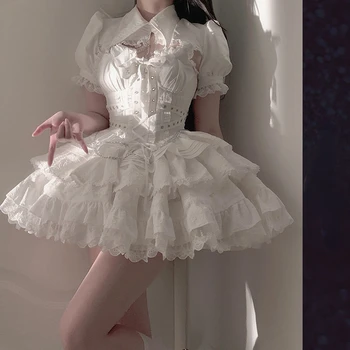 Viktorijos laikų gotikinė Lolita Jsk suknelė Wwomen Vintage Y2k tvarstis Princesės suknelės Japan Girls Aesthetic Punk Style Mini Party suknelė