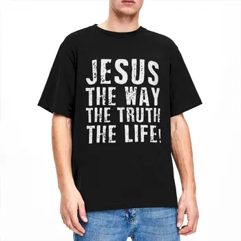 Vyrai Moteriški marškiniai Jėzaus kelias Tiesa Gyvenimas Jonas Krikščionių religinės prekės Juokingi medvilniniai marškinėliai trumpomis rankovėmis Drabužiai apvaliu kaklu