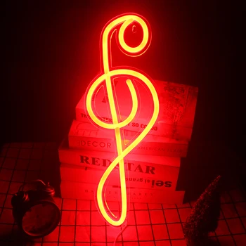 Wanxing Neon Sign Muzikinė nata LED lemputė USB maitinimo neoninė lempa Sieninis pakabinamas menas miegamojo parduotuvės vakarėlių klubo kambario dekoro Kalėdų dovana