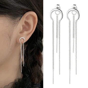 Winoneday 1Pair Moon Crescent Arc Chain auskarai moterims Long Kutsel Ear Line Rear Hanging Two Wear Ears Jewelry