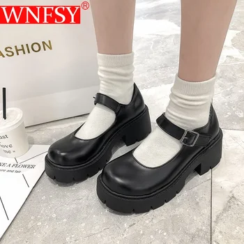 Wnfsy Moteriški vintažiniai batai Lolitos stilius Mary Jane Girls Fashion High Heel Women Lengvi neslystantys didelio dydžio platforminiai batai