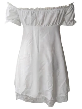 Women s Off Shoulder Mini suknelė Vasarinė trumpomis rankovėmis nėrinių apdaila Vienspalvė srauni suknelė Paplūdimio apranga