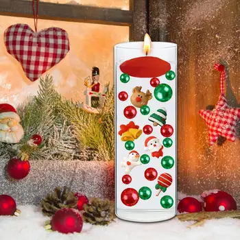 Xmas Vazos įdaras Kalėdinis vazos užpildas Spalvoti karoliukai Sniego senis Kojinės Plūduriuojančių žvakių įdaras Dekoravimo vakarėlis
