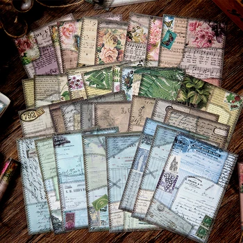 Yoofun 40 lapų Memo Pads Material Paper Time Tailor Junk Journal Scrapbooking Cards Planner Retro fono dekoravimo popierius