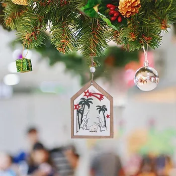 Įdomūs kalėdiniai grafiniai kalėdinės dekoracijos pakabukai Kūrybinis medinis eglutės pakabukas dekoratyvinis