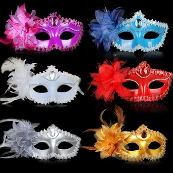 Šokių vakarėlis Deimantinė Venecijos kaukė Plunksnų gėlė Vestuvių karnavalas Spektaklis Kostiumas Seksuali ponia Masquerade vakarėlis Cosplay rekvizitai