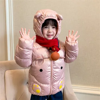 Žiema šilta stora paminkštinta mažylio striukė Baby Girls Boys Rudens paltas ilgomis rankovėmis su gobtuvu Vaikiški šilti drabužiai