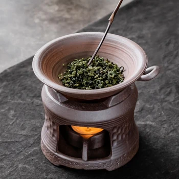 Žvakę šildantis arbatos skrudintuvas Ugnies malkų šildytuvas Akmens masės keramikos arbatos viryklė Arbatinukas Šiltesnis šildymas Izoliacija Pagrindas Arbatos indas Virtuvė